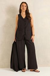 EVANS Plus Size Chocolate Brown Linen Set | Evans 8