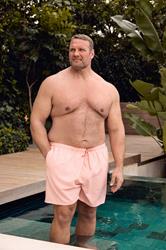 BadRhino Big & Tall Pink Stripe Seersucker Swim Shorts | BadRhino 3