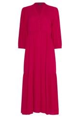 M&Co Red Tiered Half Placket Maxi Dress