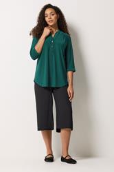 M&Co Green Half Placket Collarless Shirt | M&Co 1
