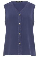 M&Co Navy Blue Button Front Vest Top