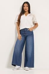 M&Co Petite Blue Midwash Palazzo Jeans | M&Co 3