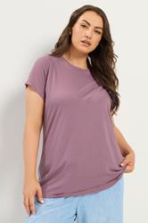 YOURS Plus Size Light Purple Core T-Shirt | Yours Clothing 3
