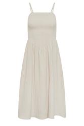 PixieGirl Petite Stone Brown Cotton Cheesecloth Midi Dress