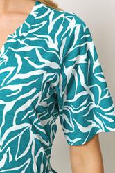 M&Co Teal Green Abstract Print Tiered Cotton Maxi Dress | M&Co 4