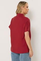 LTS Tall Women's Berry Red Short Sleeve Linen Shirt | Long Tall Sally 2