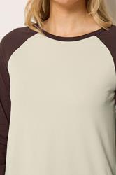LTS Tall Women's Chocolate Brown & Ivory White Raglan Cotton T-Shirt | Long Tall Sally 4