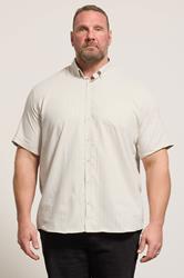 KAM Big & Tall Stone Brown Short Sleeve Stripe Shirt | BadRhino 3