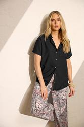 LTS Tall Women's Black Short Sleeve Linen Shirt | Long Tall Sally 3