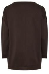 EVANS Plus Size Chocolate Brown Luxe Zip Detail Sweatshirt | Evans 2