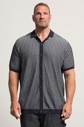 BadRhino Big & Tall Navy Blue Knitted Stripe Shirt | BadRhino 1