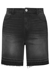 YOURS Curve Black Hem Detail Denim Shorts