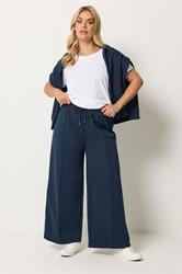 YOURS Plus Size Navy Blue Sweatshirt Jogger & T-Shirt Set | Yours Clothing 2