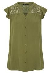 YOURS Curve Green Crochet Blouse