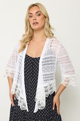 YOURS Plus Size White Waterfall Cardigan | Yours Clothing 3