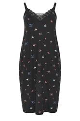 YOURS Curve Black Floral Soft Touch Chemise Nightdress