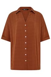 YOURS Plus Size Brown Textured Shirt | Yours Clothing 5