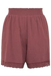 YOURS pantalones cortos rosa de ganchillo con fruncido