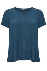 YOURS blauw kreukel T-shirt