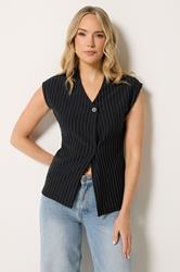 LTS Tall Women's Black Pinstripe Button Top | Long Tall Sally 3