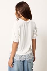 PixieGirl Petite White Lace Hem T-Shirt | PixieGirl 4