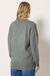 LTS Tall Women's Grey V-Neck Knitted Jumper | Long Tall Sally 2