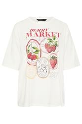YOURS camisa color blanco marfil con estampado «Berry Market»