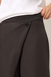 PixieGirl Petite Women's Chocolate Brown Jersey Wrap Wide Leg Trousers | PixieGirl 2