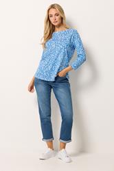M&Co Blue Ditsy Floral Cotton Top | M&Co 1