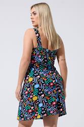 LIMITED COLLECTION Plus Size Black Mixed Print Mini Dress | Yours Clothing 2