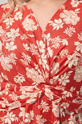 YOURS LONDON Plus Size Red Floral Twist Front Top | Yours Clothing 4