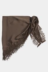 YOURS Plus Size Chocolate Brown Lace Satin Scarf | Yours Clothing 2