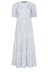 PixieGirl Blue Ditsy Tiered Maxi Dress