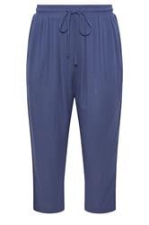 YOURS Curve Blue Crochet Side Crop Trousers