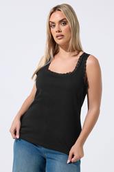 LIMITED COLLECTION Plus Size Black Lace Trim Vest Top | Yours Clothing 3