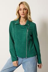 M&Co Green Faux Suede Biker Jacket | M&Co 3