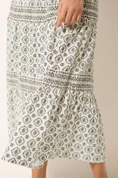M&Co Petite White Aztec Tiered Maxi Skirt | M&Co 4