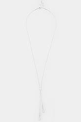 Silver Tone Long Droplet Lariat Necklace | Yours Clothing 3