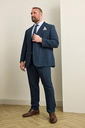 BadRhino Tailoring Big & Tall Navy Blue Linen Suit Jacket | BadRhino 3
