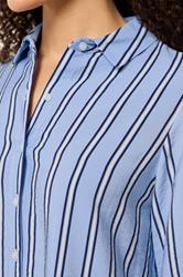 M&Co Blue Stripe Tab Sleeve Shirt 4
