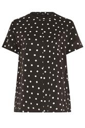 EVANS Plus Size Chocolate Brown Polka Dot Cotton T-Shirt | Evans 1