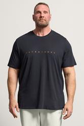 JACK & JONES Big & Tall Dark Navy Blue Slogan T-Shirt | BadRhino 3