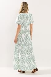 LTS Tall Women's Green & White Leaf Print Linen Maxi Dress | Long Tall Sally 4