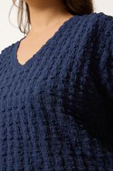 YOURS Plus Size Navy Blue Bubble Textured T-Shirt | Yours Clothing 4