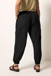 YOURS Plus Size Black Cargo Balloon Trousers | Yours Clothing 2