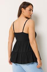 YOURS Plus Size Black Tiered Strappy Vest | Yours Clothing 2