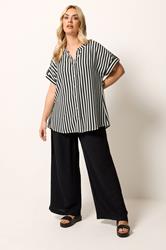 YOURS Plus Size Black Stripe Button Up Blouse | Yours Clothing 1