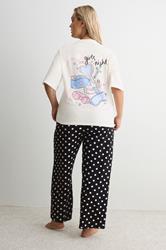 YOURS Plus Size Ivory White 'Girls Night' Polka Dot Pyjama Set | Yours Clothing 2