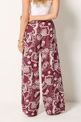 LTS Tall Women's Berry Red Paisley Linen Wide Leg Trousers | Long Tall Sally 4