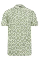 KAM Big & Tall Sage Green Floral Print Polo Shirt | BadRhino 2